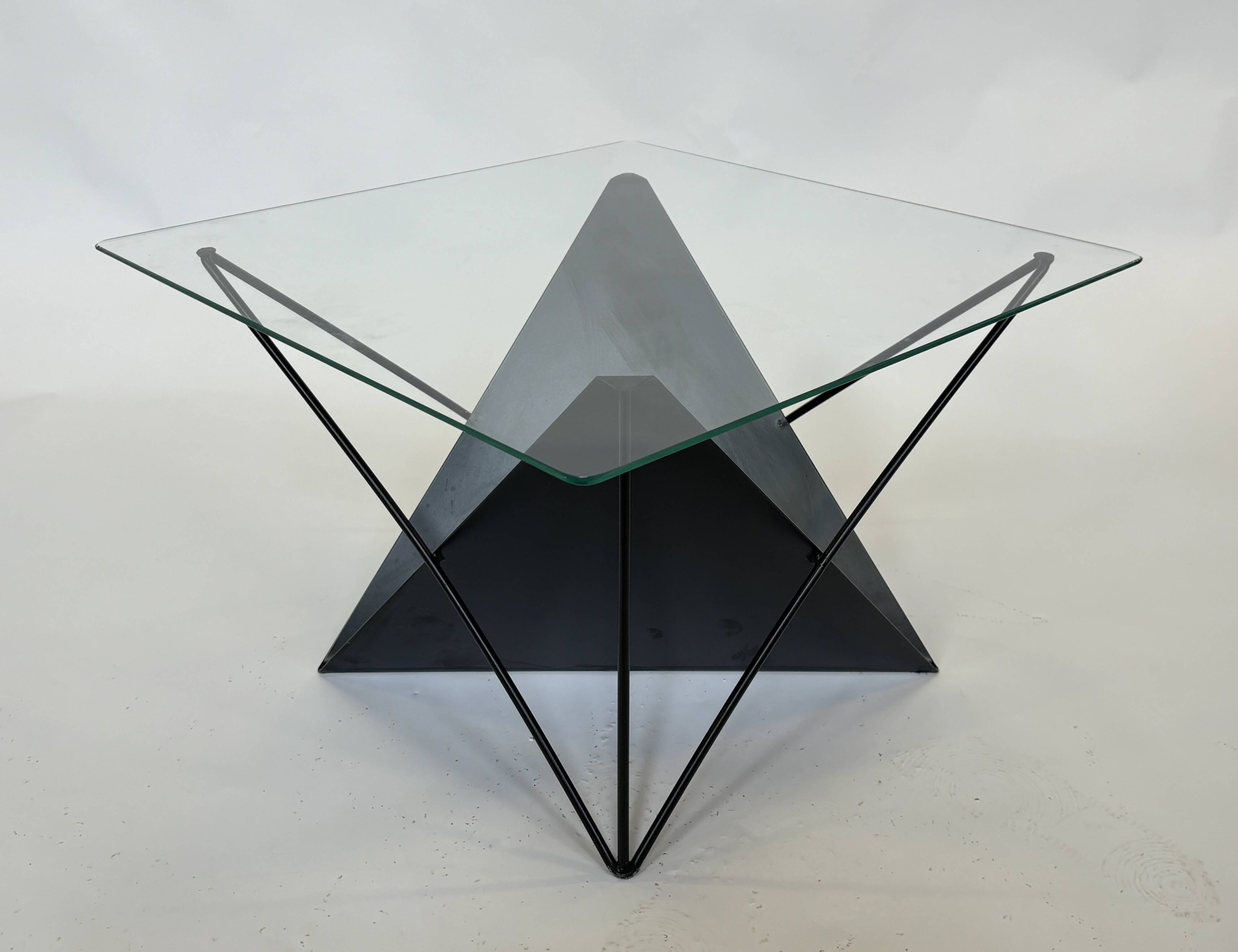 Vintage coffee table steel wire  eclectic 80s design