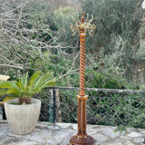 Solid carved wooden coat rack with gilded bronze in Baroque style.