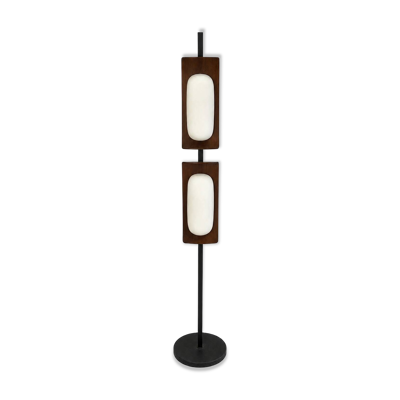 Lampadaire en teck et opalin G. Reggiani