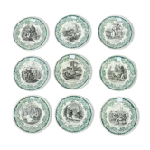 Suite of 9 plates in Luneville earthenware