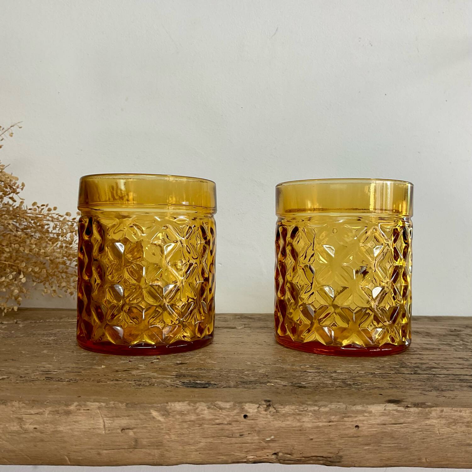 6 Pernod amber glasses