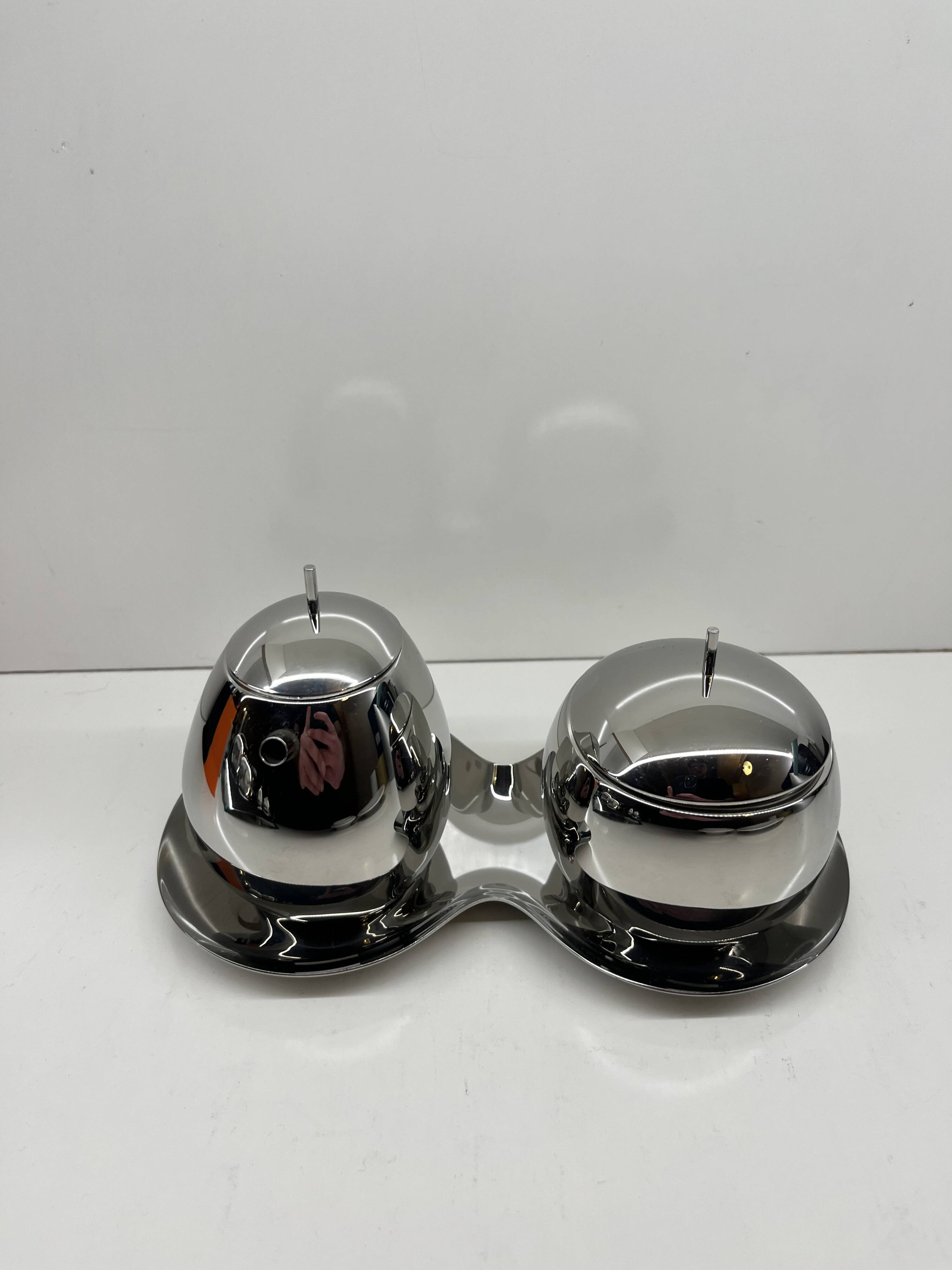 Alessi × sanaa – rare – "fruit basket" sugar bowl & creamer with tray