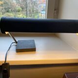 Modernist matte black desk lamp signed Lemag circa 1950