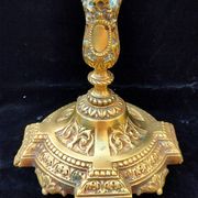 Pair of antique carved bronze candlesticks.