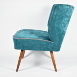 Cocktail vintage armchair, 60s, turquoise with pink edge, restored