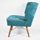 Cocktail vintage armchair, 60s, turquoise with pink edge, restored