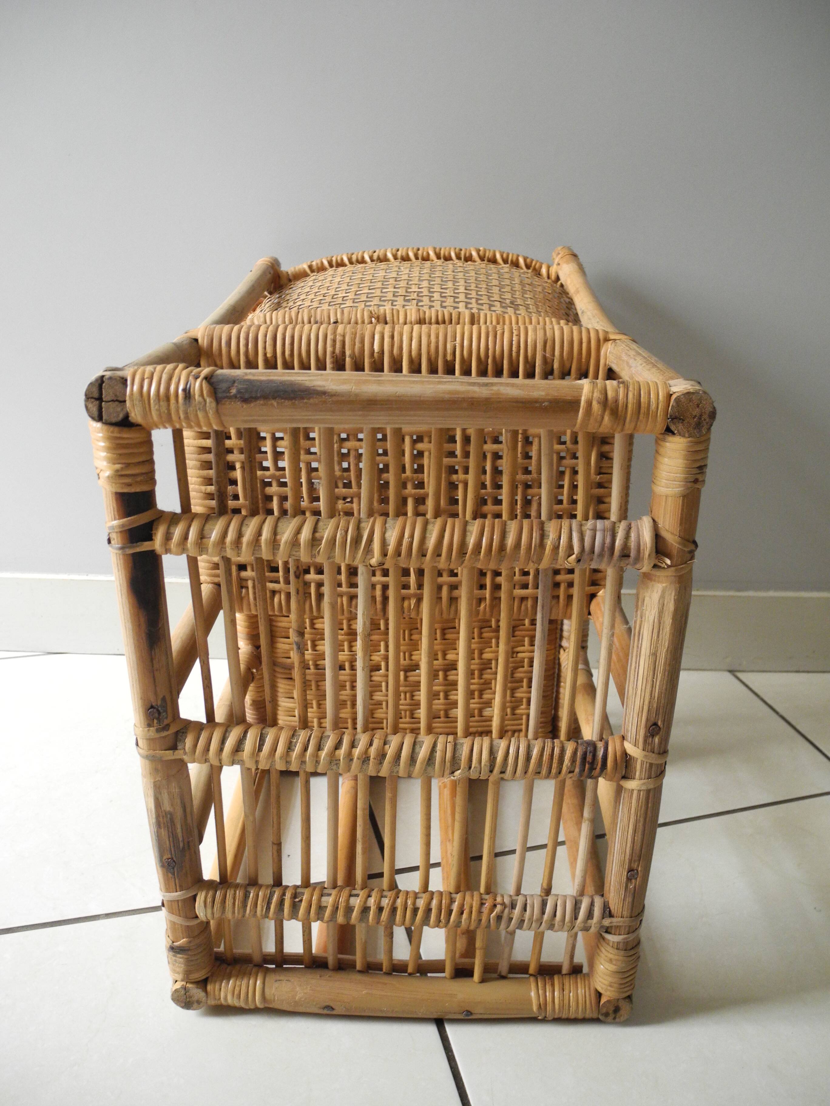 vintage rattan bamboo baby doll chair