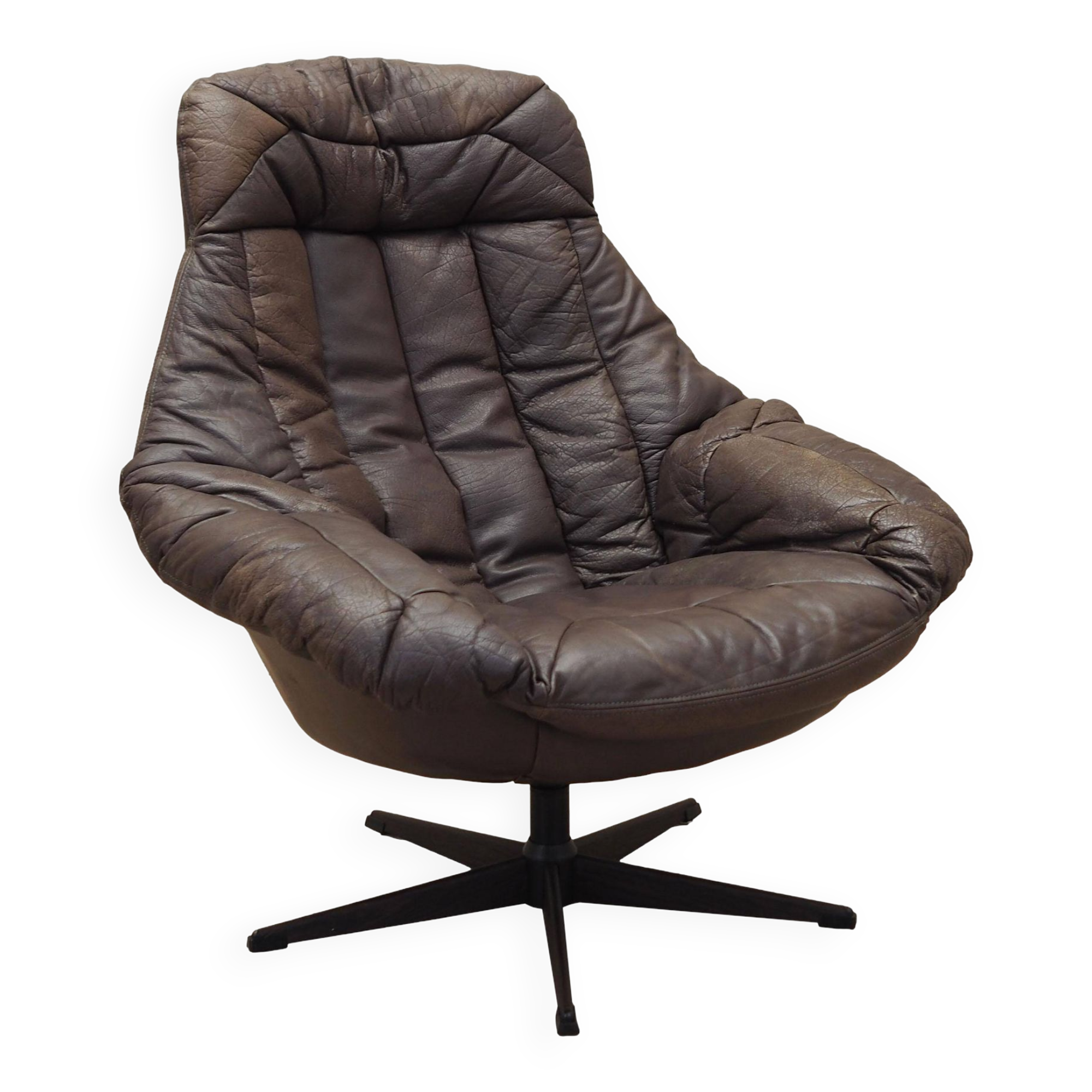 Leather swivel armchair, Danish design, 1960s, designer: H.W. Klein, manufacture: Bramin