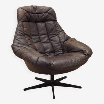 Leather swivel armchair, Danish design, 1960s, designer: H.W. Klein, manufacture: Bramin