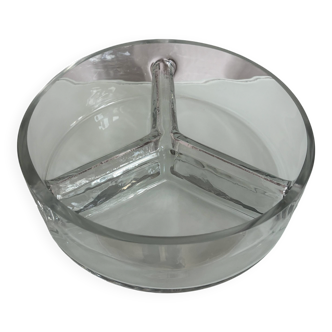 plat de service divisé en verre vintage