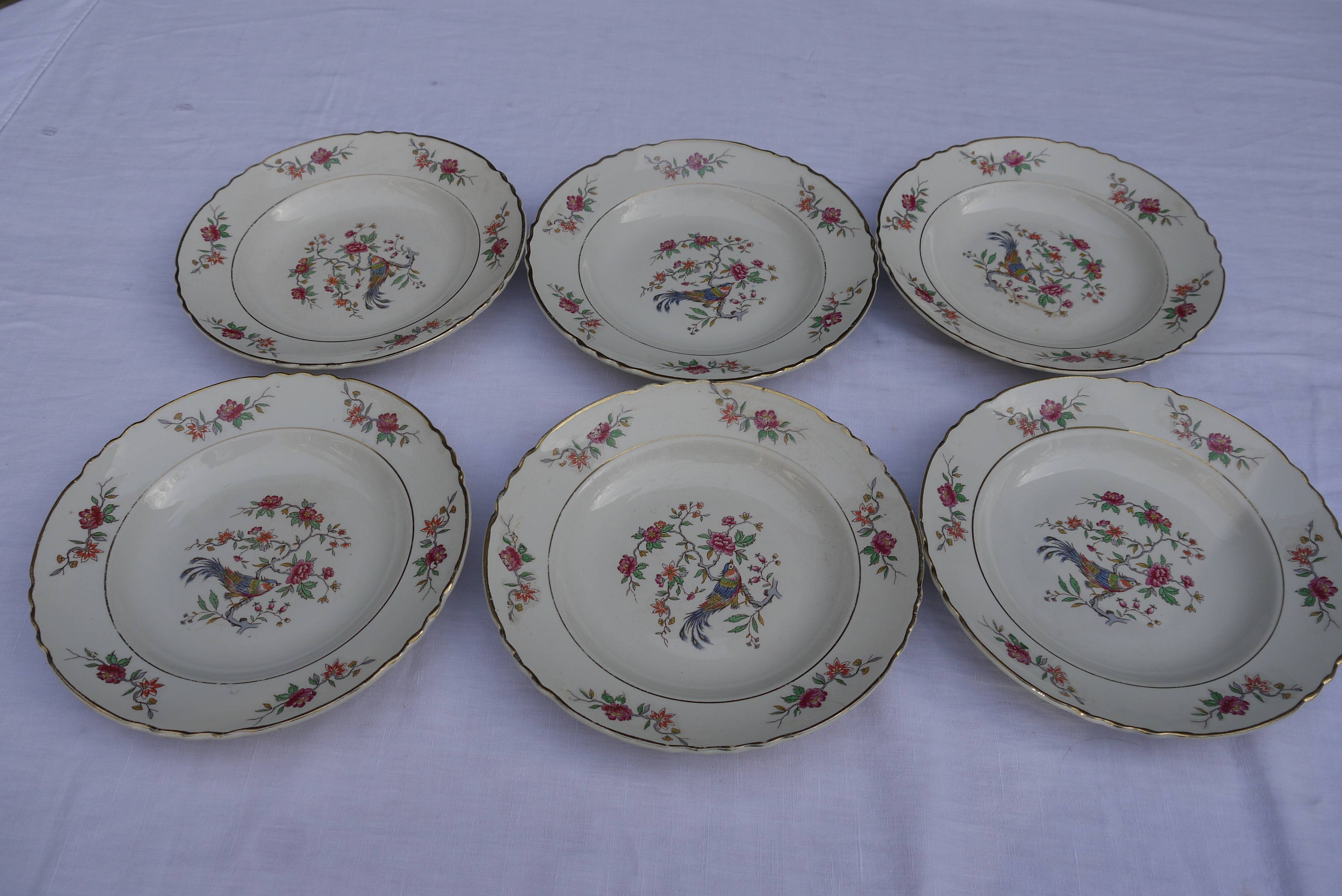 Lot de 6 assiettes creuses Moulin des loups Orchies Chantilly