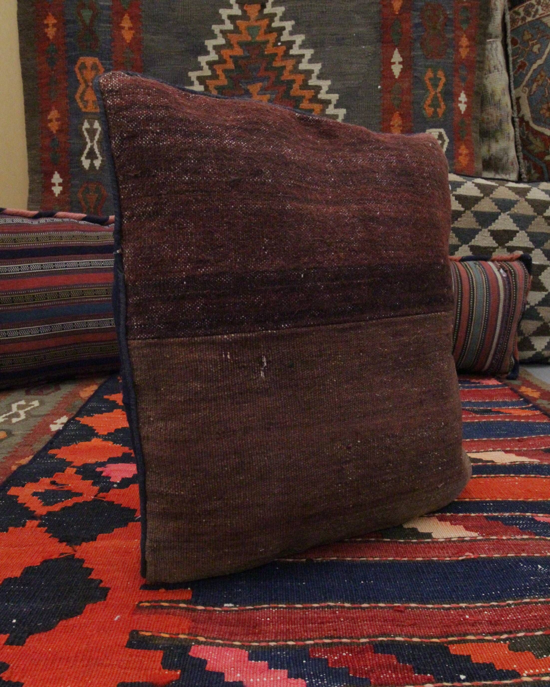 Handwoven Traditional Wool Brown Cushion Cover 45x45cm