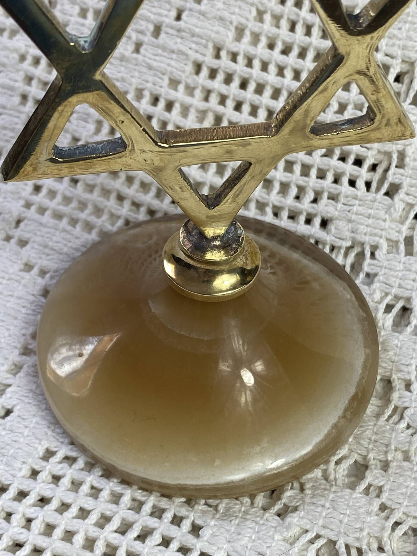Brass and onyx candlestick