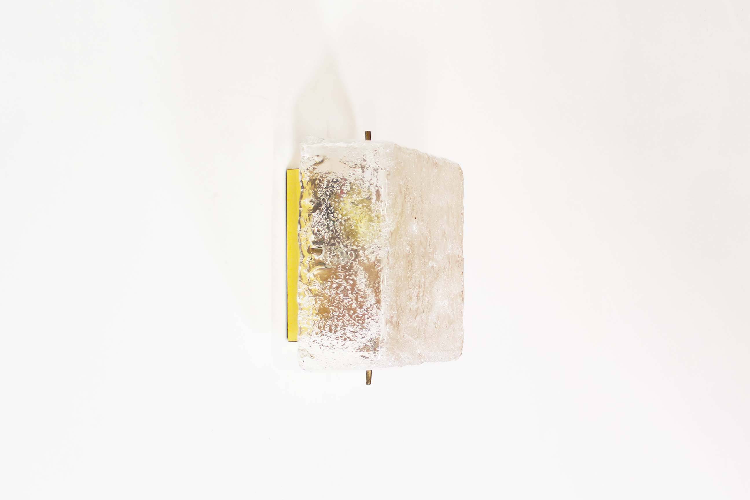 Medium sized brass and muranoglass flush mount light by Hillebrand