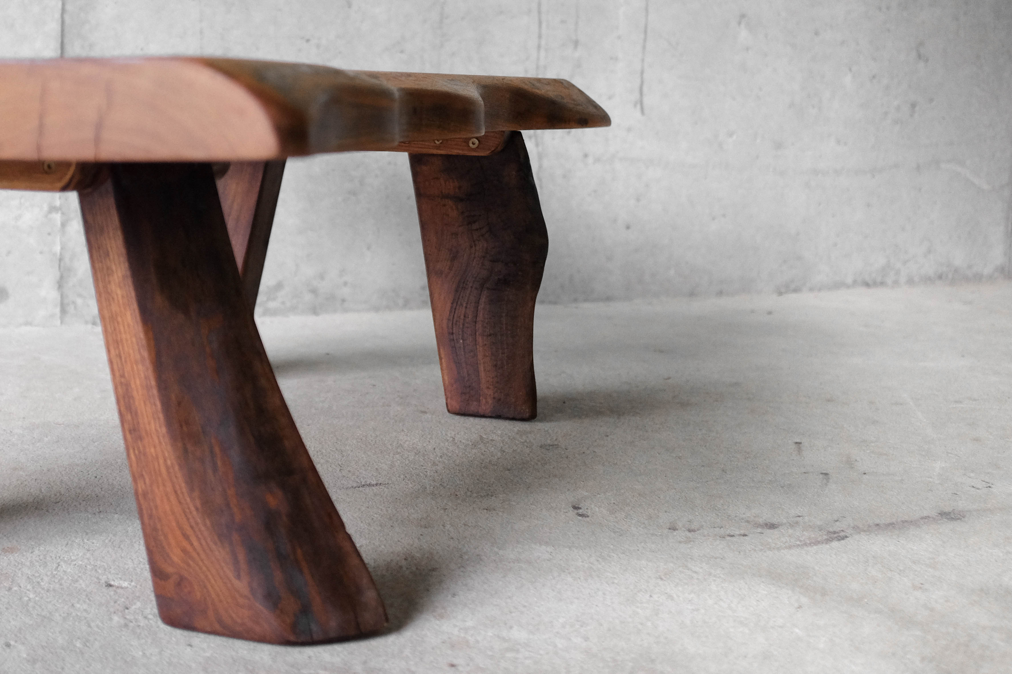 Free form coffee table in solid Elm-1970