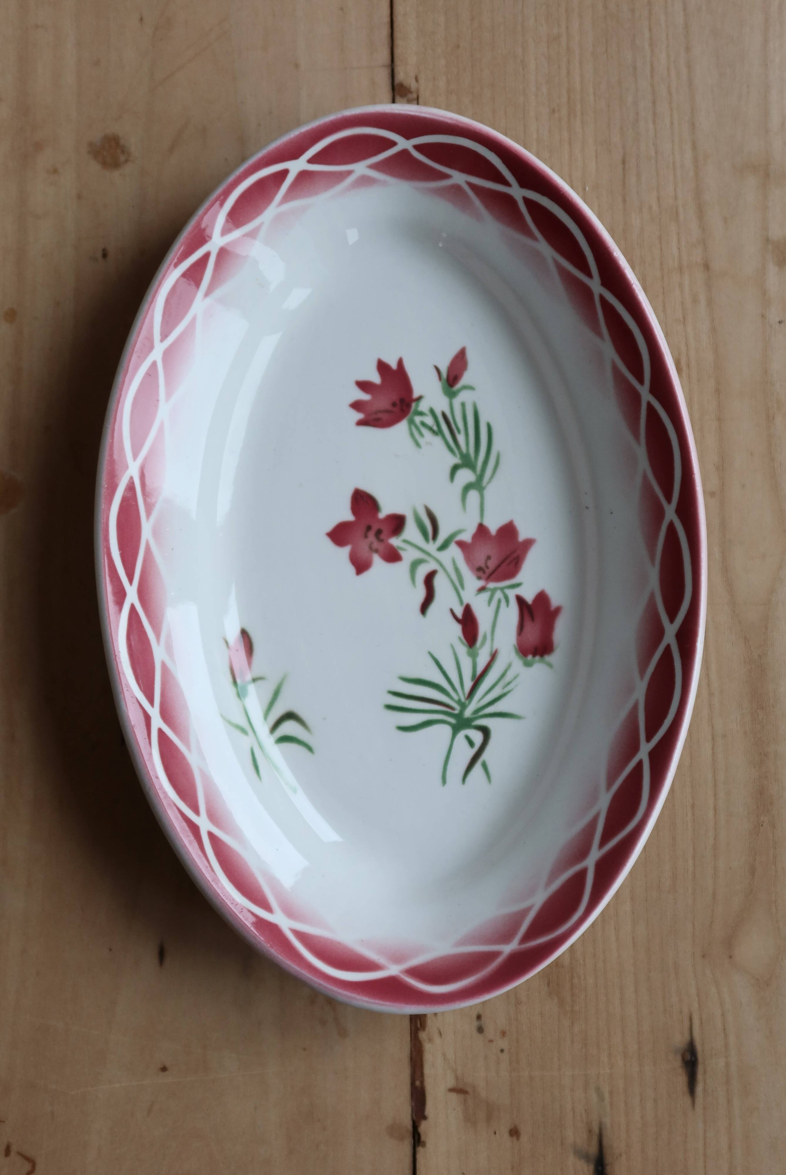 Raviers vintage earthenware Sarreguemines Digoin model Aude – Floral decoration