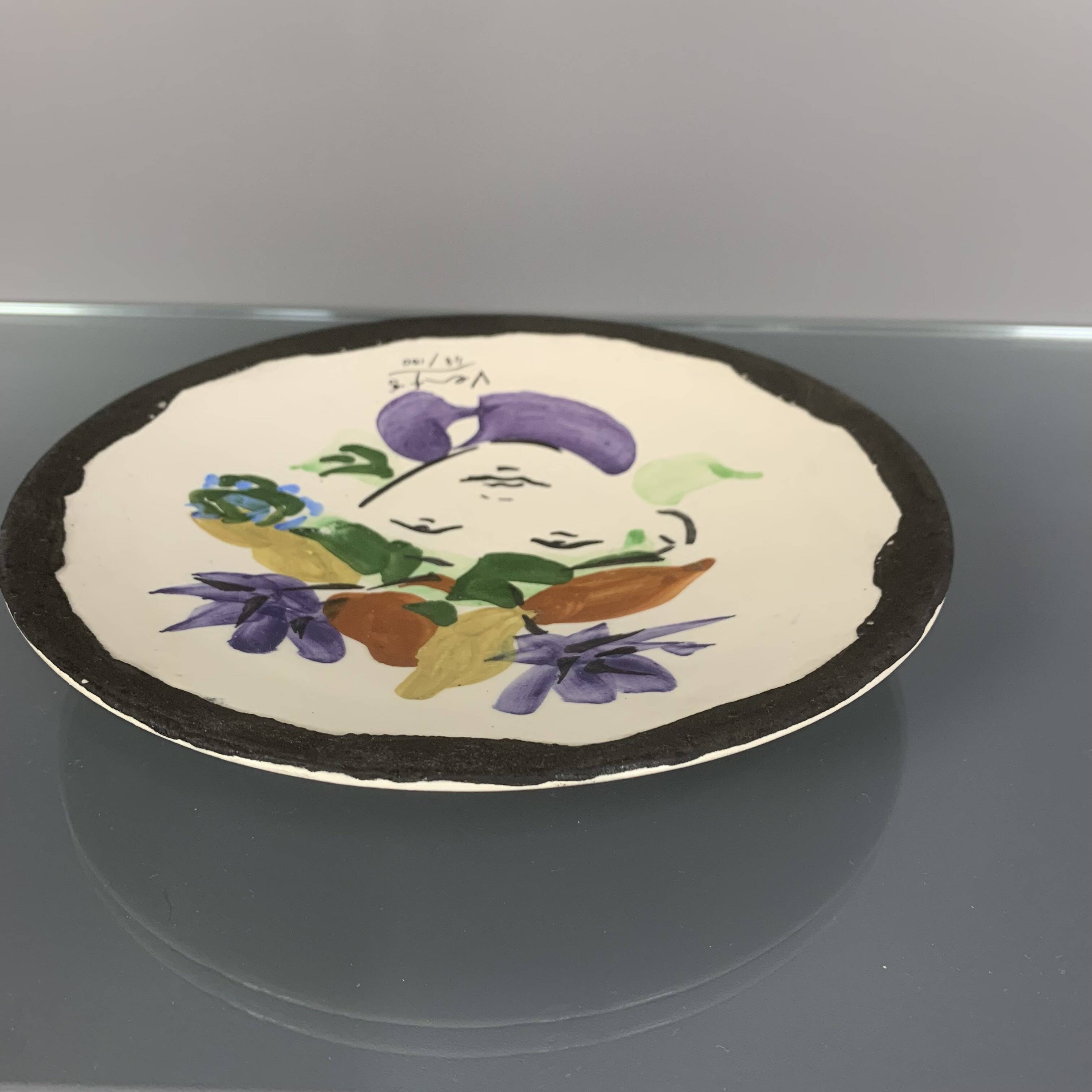 Marcel Vertes Pottery Plate Cup edition Atelier Tapis Vert Vallauris 1950
