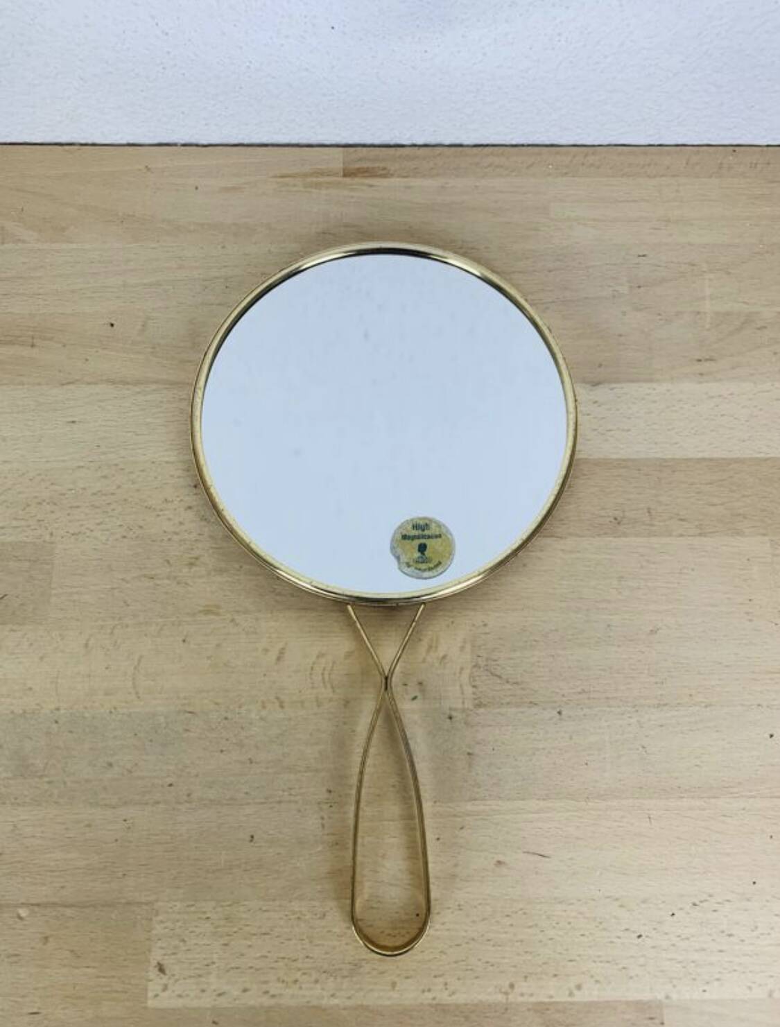 "Elite" double-sided gold-plated metal barber mirror