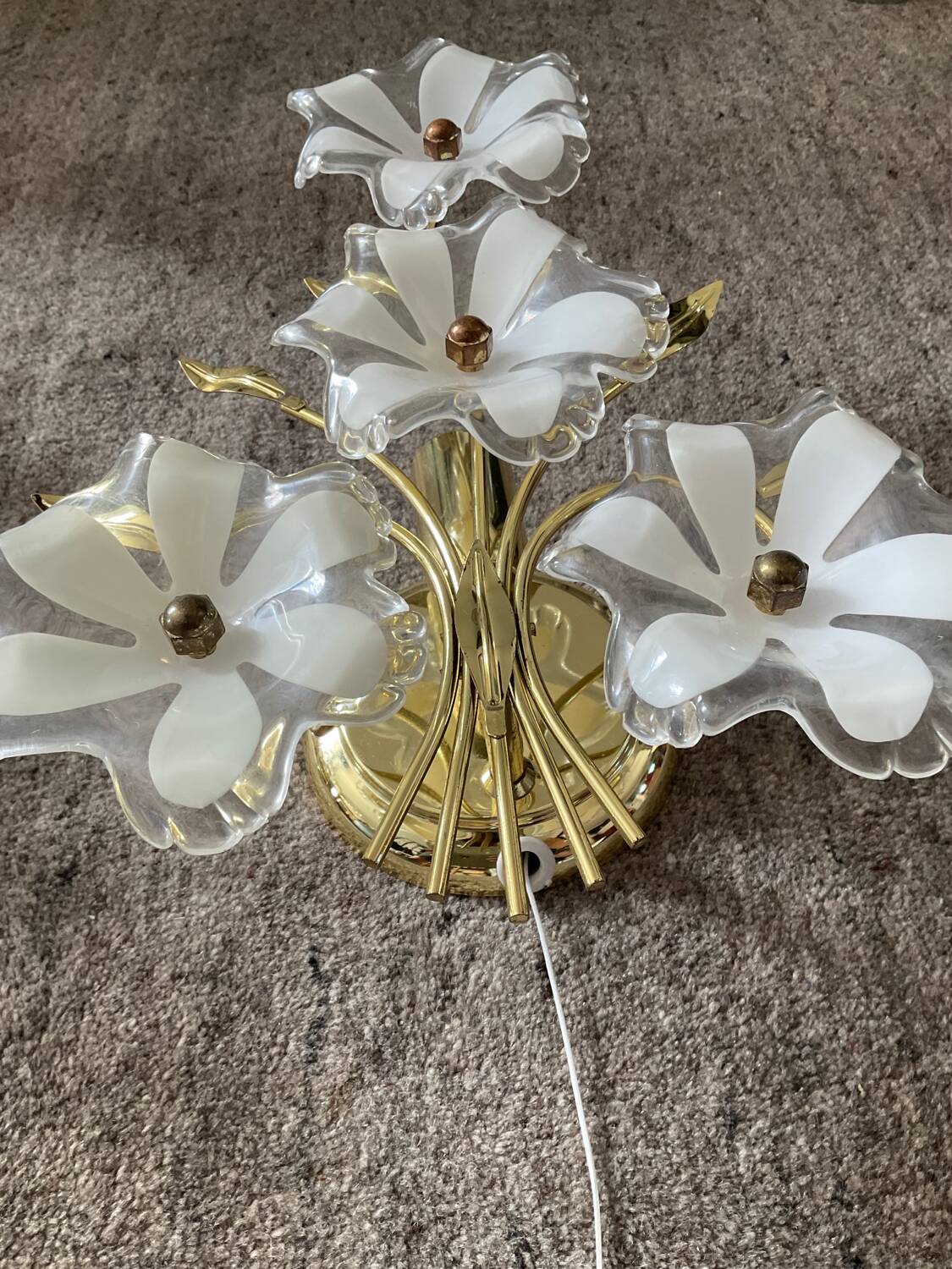 Pair of vintage golden sconces and lucite flowers
