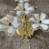Pair of vintage golden sconces and lucite flowers