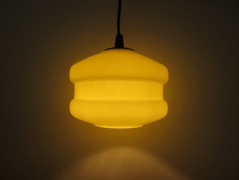 Hanging in yellow opaline 60 70 years