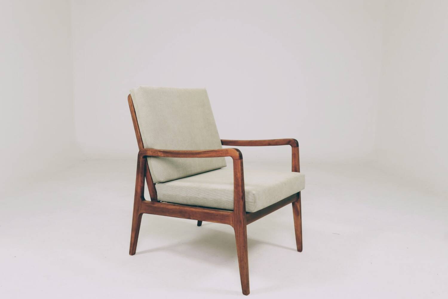Fauteuil vintage olive vert velours côtelé 1960