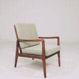 Fauteuil vintage olive vert velours côtelé 1960