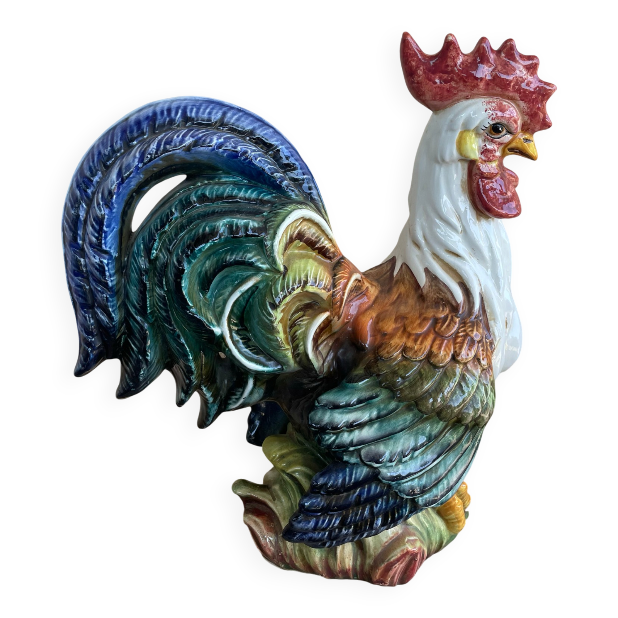 Grande porcelain coq sculpture Italy