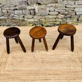 Suite of 3 mismatched tripod stools