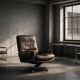 Vintage Mid-Century German Modern Leather Lounge Swivel Chair, 1960s