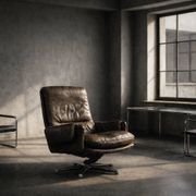 Vintage Mid-Century German Modern Leather Lounge Swivel Chair, 1960s