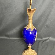 Royal blue porcelain ewer signed early 20th century