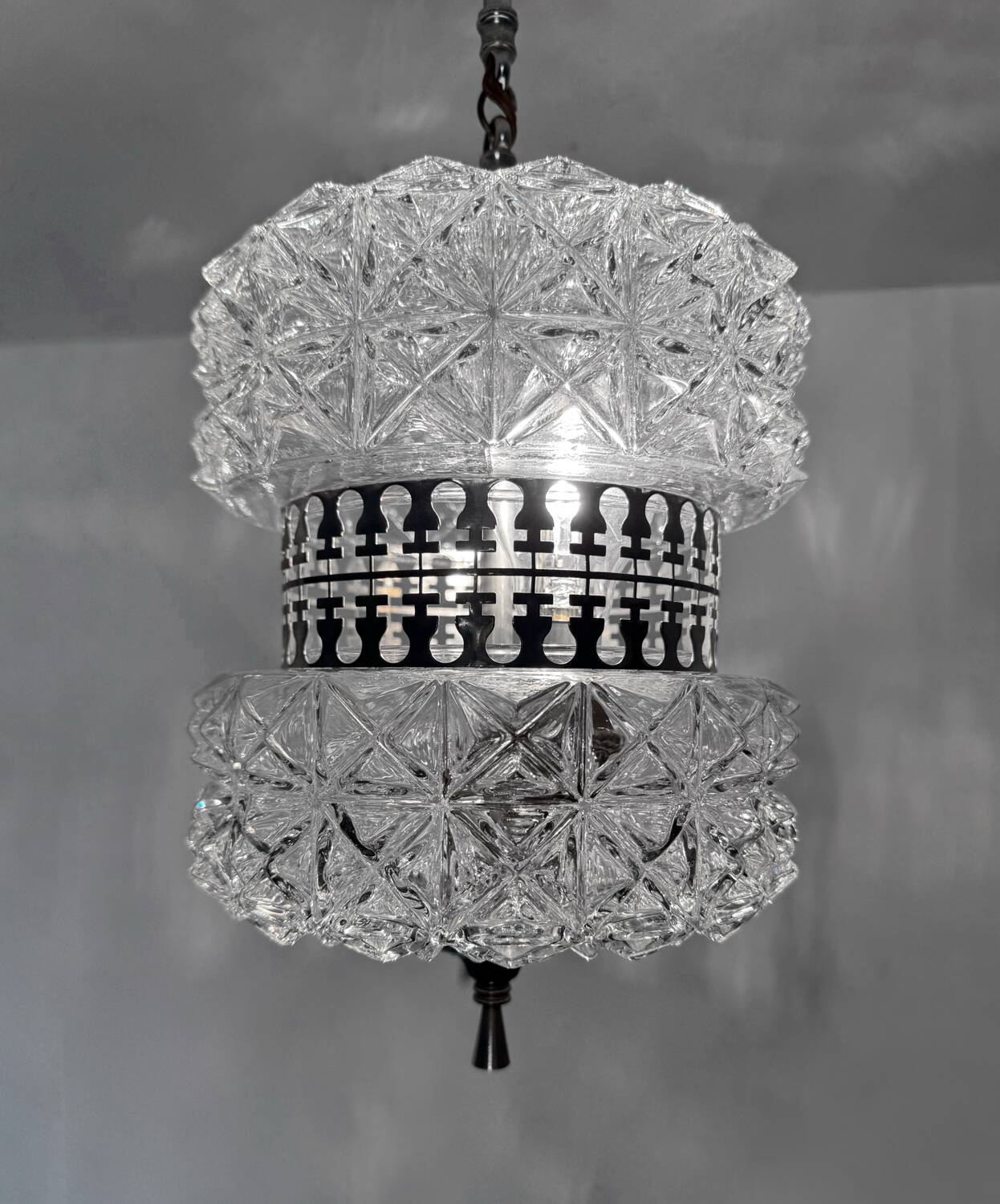 60s chrome glass chandelier