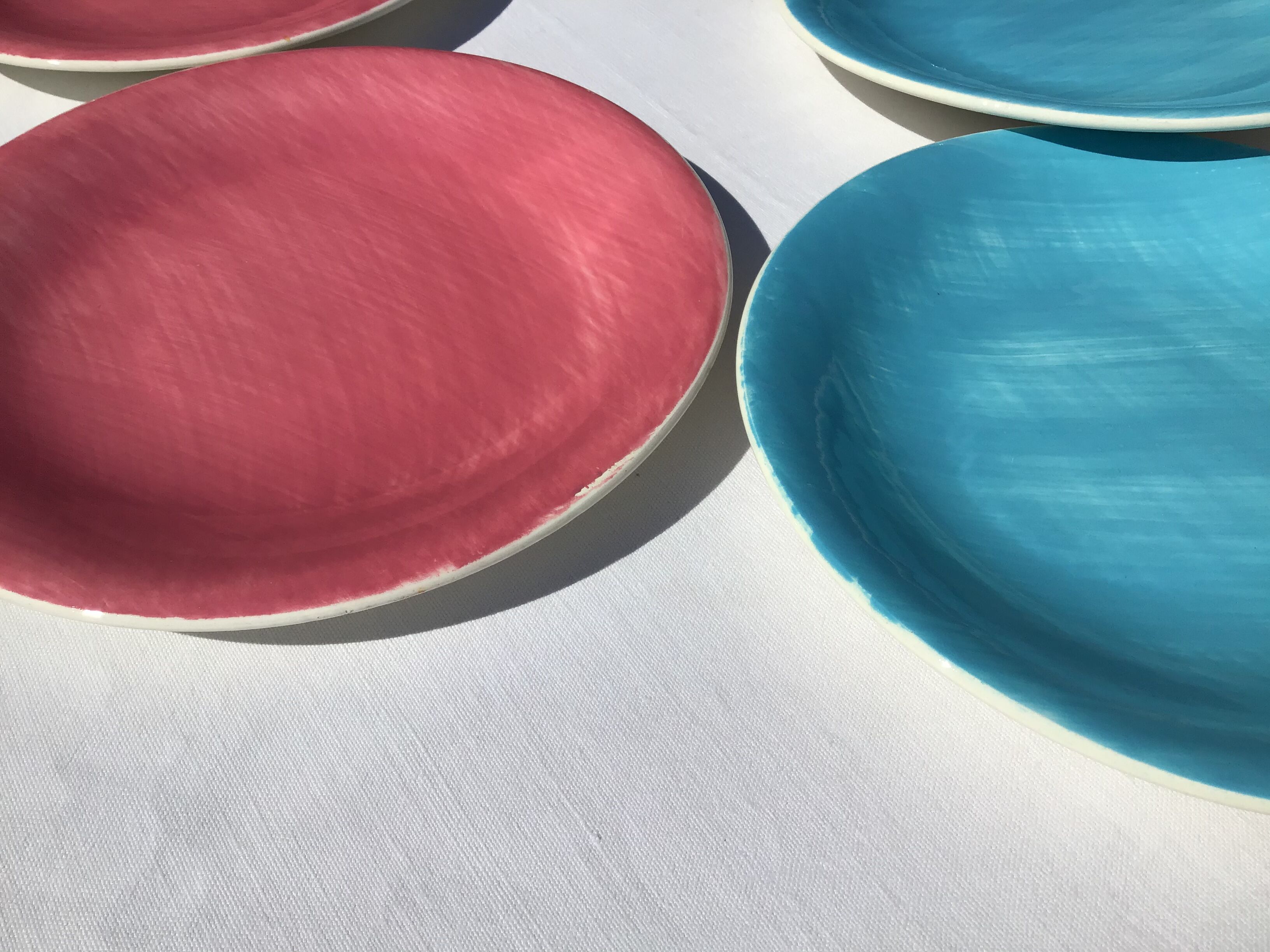 12 Hand-painted dessert plates Salins