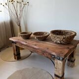 Rectangular coffee table in solid acacia and fittings