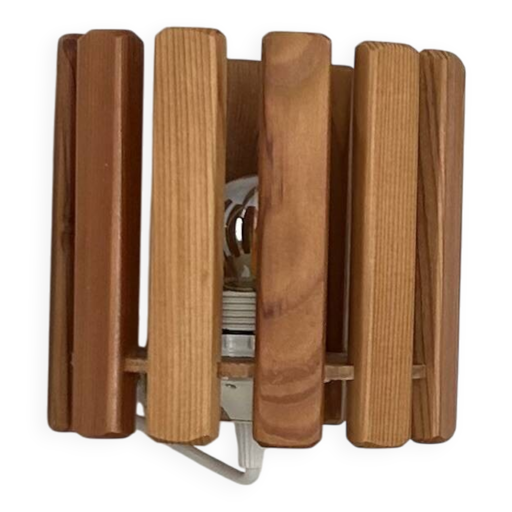 Vintage pine wall lamp, Sweden 1970