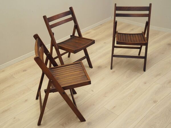 Ensemble de trois chaises en pin, années 1990, design scandinave, fabrication : Danemark