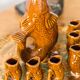 Brown glass and porcelain fish service, mid-20th century, Europe, 1960s