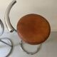 Bar stools in tubular chrome and tan leather, 1970s