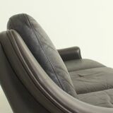 Canapé trois places Aage Christiansen en cuir marron foncé, 1960's