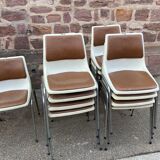 Suite of 4 chairs Design of Showroom Allibert 1970 Vintage faux metal and plastic shell