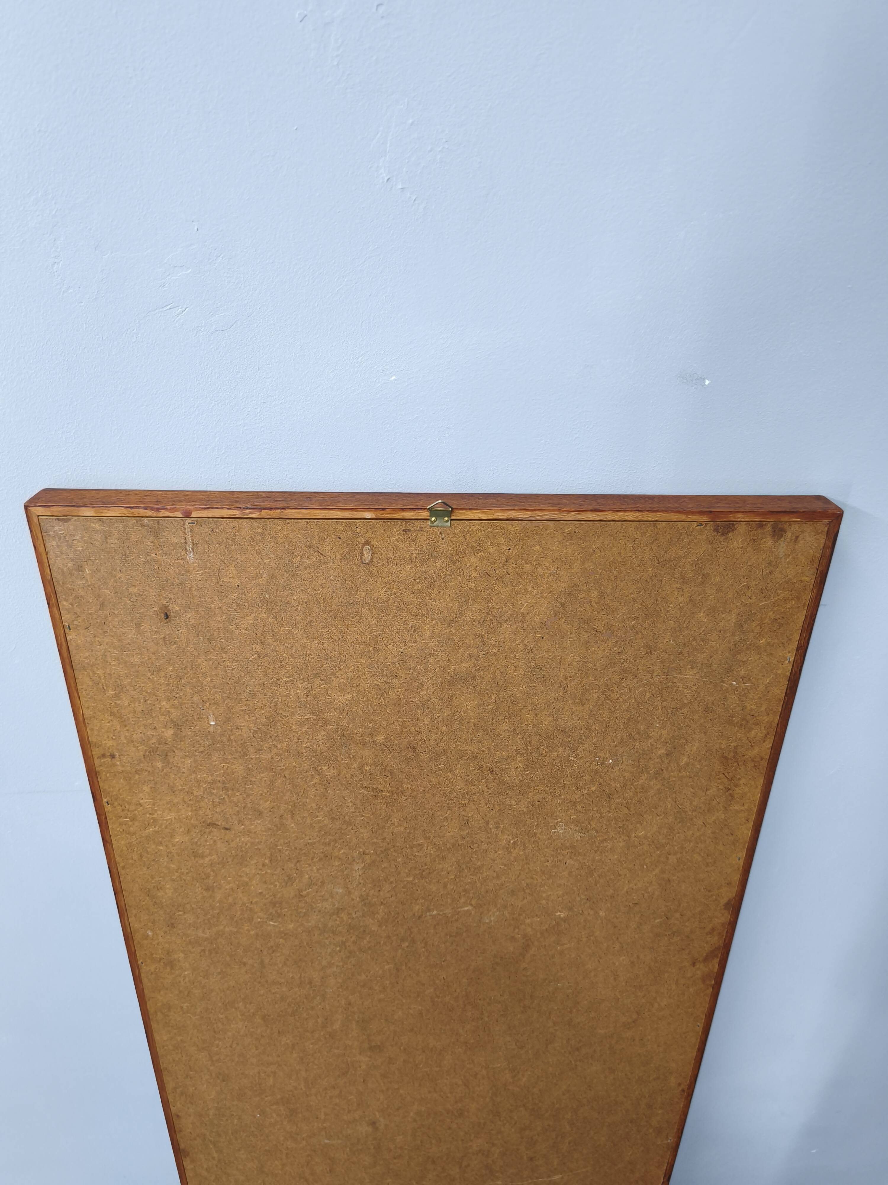 Danish Mid Century Teak Wall Mirror, Minimalist Frame, 1960s