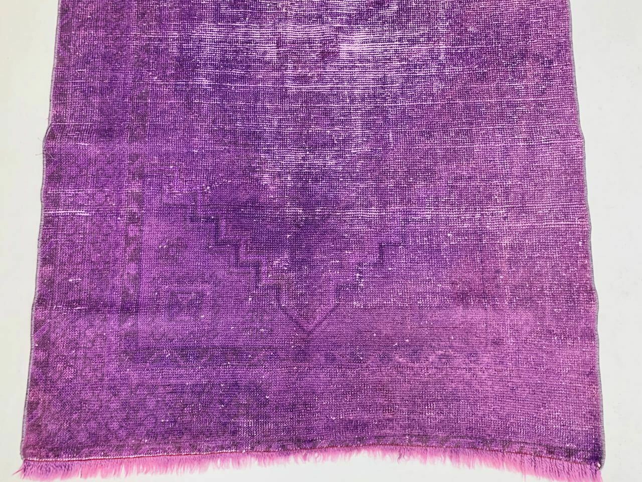 Old tribal Distressed Overdyed Vintage Turkish Wool Rug 194x102 cm Medium