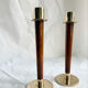 Pair of Danish Art Deco Candle Holders  in Wood & Brass