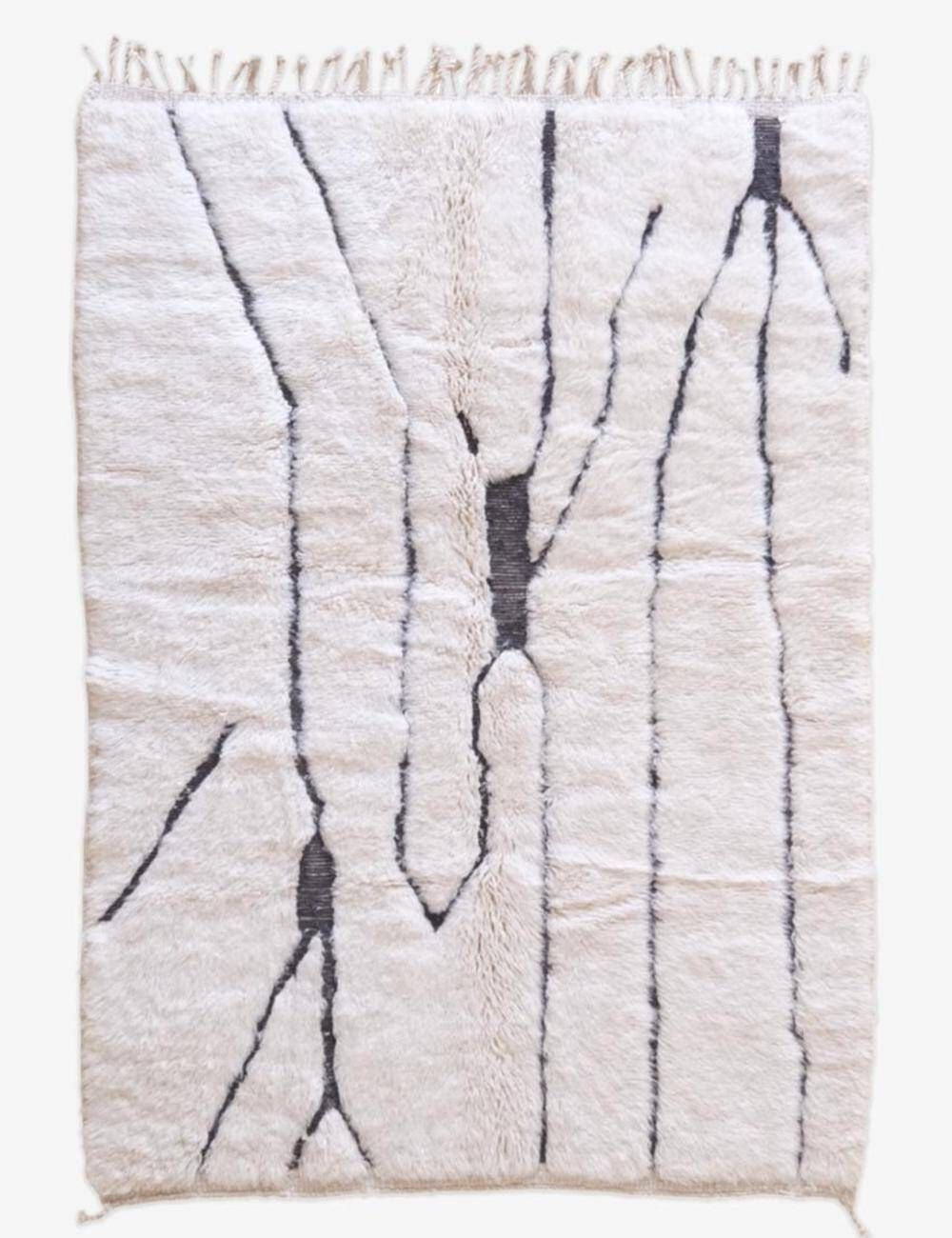 Beni M'Rirt White and Black Rug - 211 x 153 cm