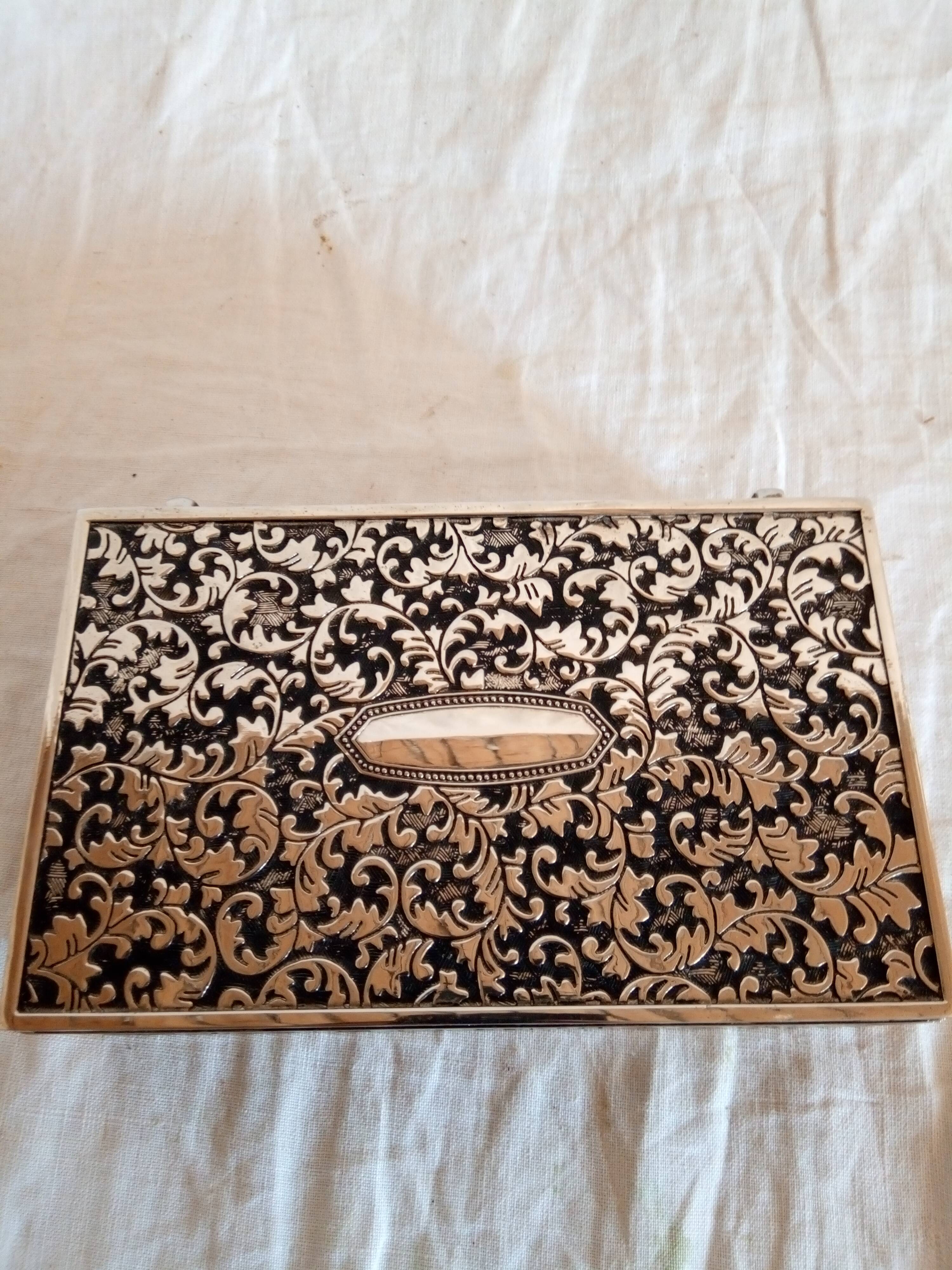 Silver metal jewelry box from the 50s