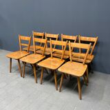 Set of eight german stick chairs from the 1950
