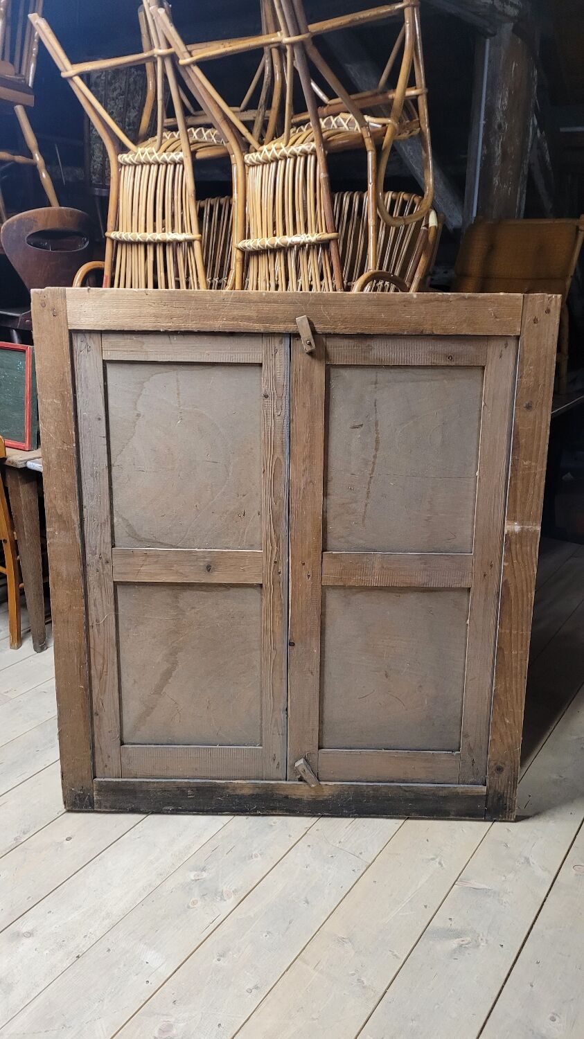 Double cupboard door front in old painted fir