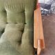 Scandinavian velvet and wood sofa