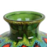 Hubert Bequet Vase Orange Green Turquoise Ceramic Sixties